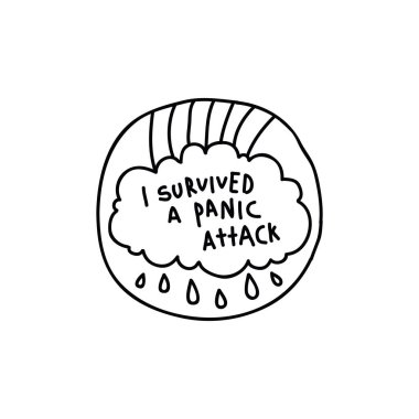 Ben bir panik atak doodle etiket hayatta