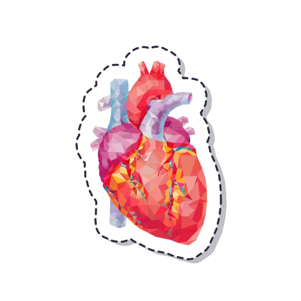 Polygonaler Aufkleber Herzfarbe — Stockvektor