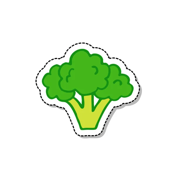 Broccoli Doodle Klistermärke Ikonen — Stock vektor