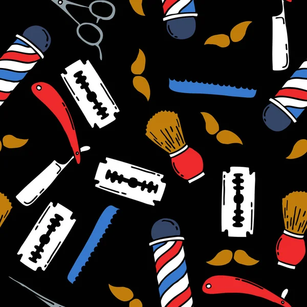 Barbier Motif Doodle Sans Couture — Image vectorielle