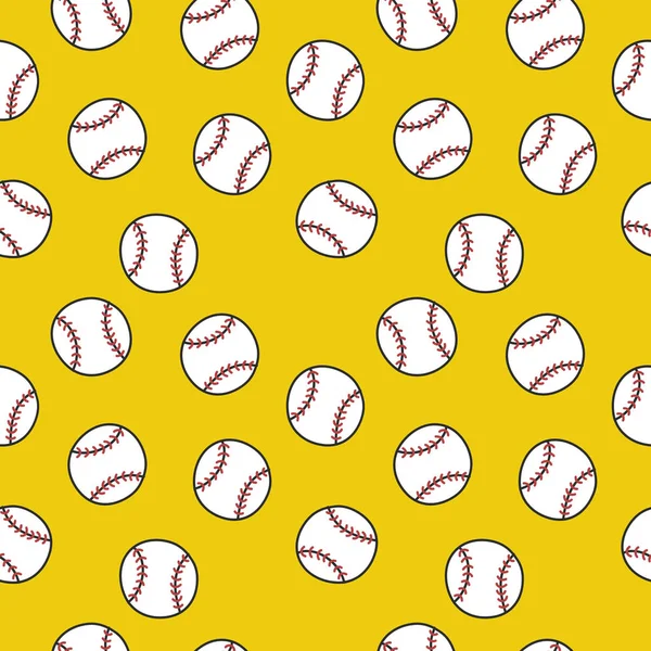 Baseball Sem Costura Doodle Padrão —  Vetores de Stock