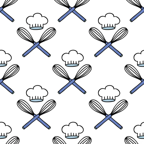 Corolle Chapeau Chef Motif Doodle Sans Couture — Image vectorielle