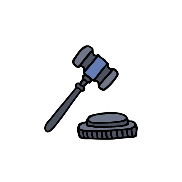 Hammer Judge Doodle Icon — Stock Vector