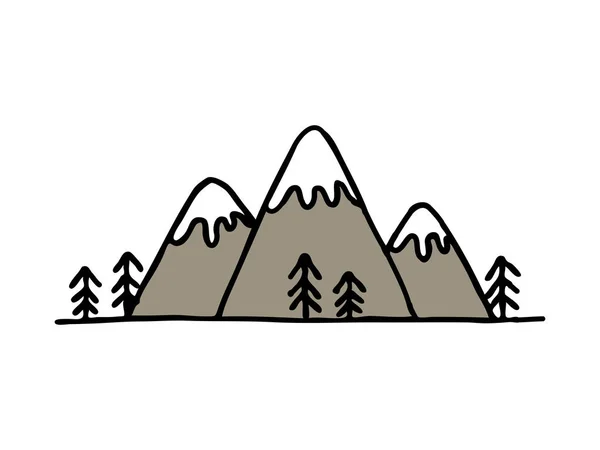 Berge Doodle Farb Symbol — Stockvektor