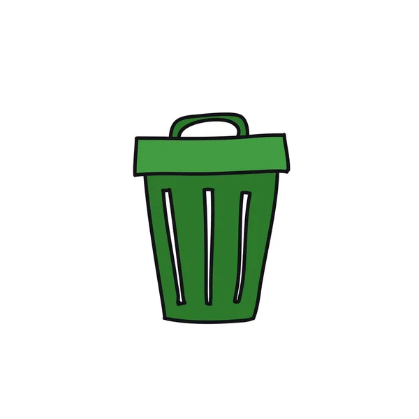 Bote Basura Garabato Icono — Vector de stock