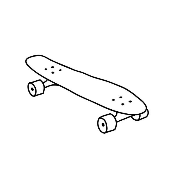 Skateboard Doodle Ligne Icône — Image vectorielle