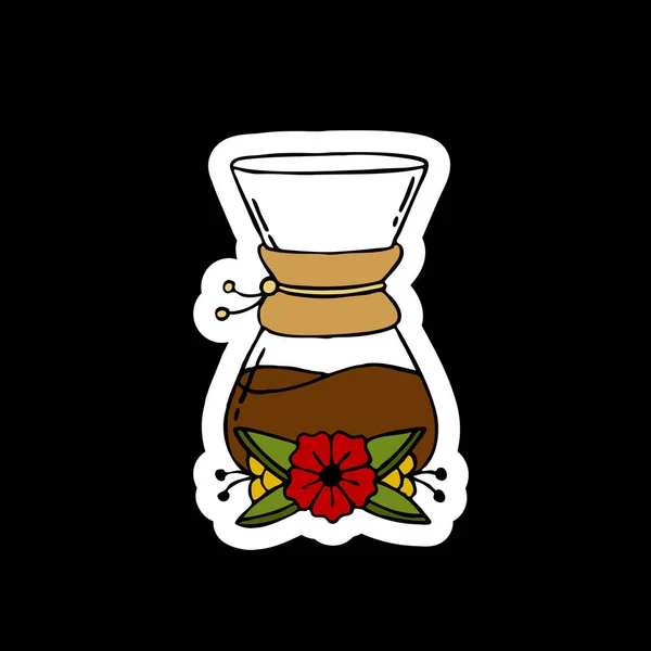 Doodle Ikona Alternatywne Ekspres Kawy Urządzenie Zaparzania Kawy Ilustracja Tradycyjnych — Wektor stockowy