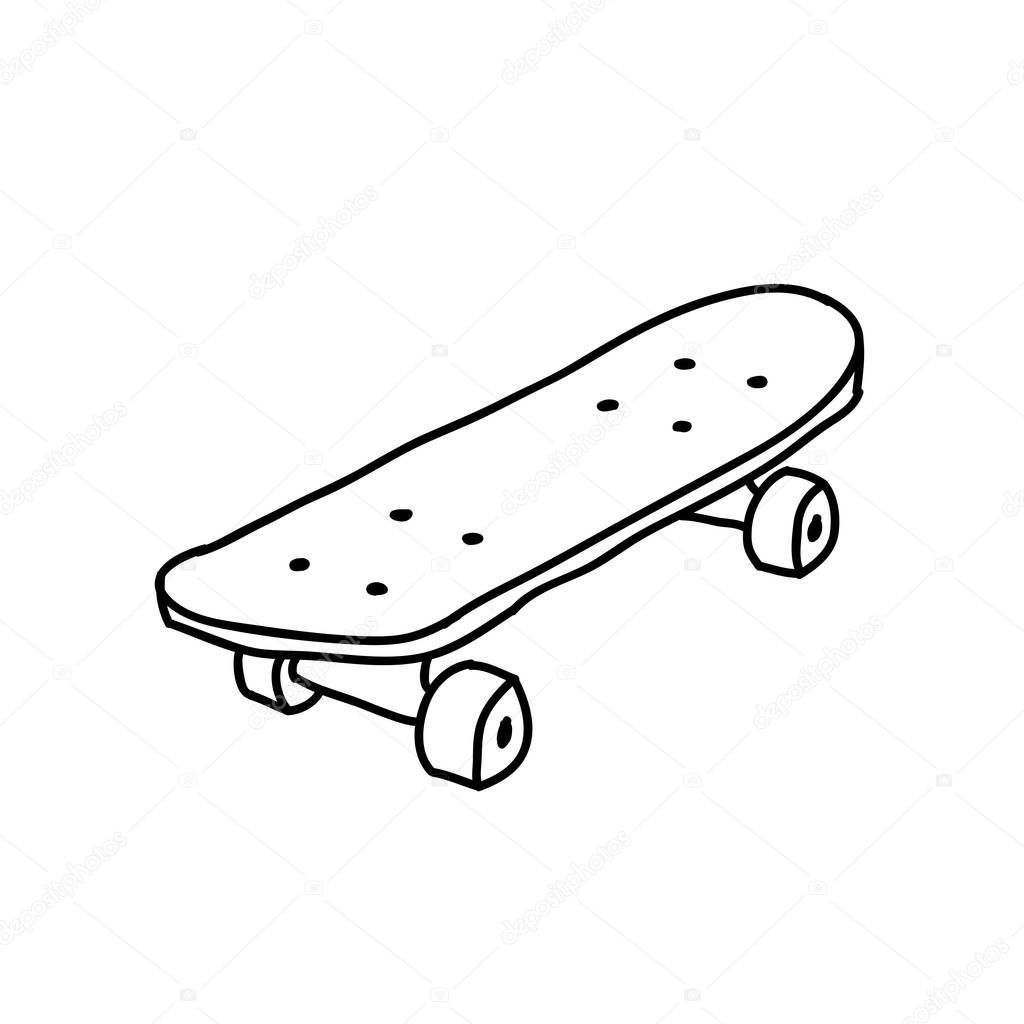 skateboard doodle line icon