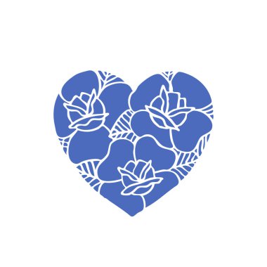 kalp gül geleneksel dövme flash ile