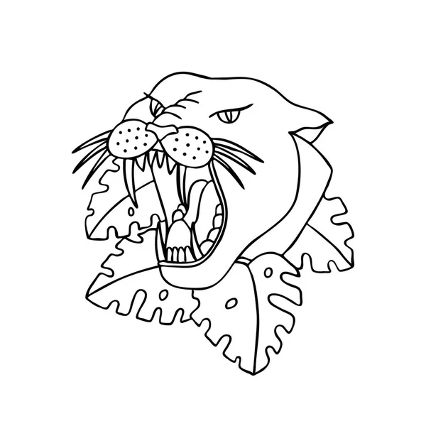 Panthère Traditionnel Tatouage Flash — Image vectorielle