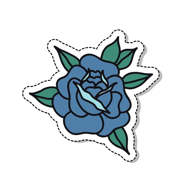 玫瑰花传统纹身闪光 — 图库矢量图片