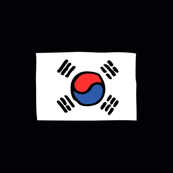 Flagge Der Südkoreanischen Doodle Ikone — Stockvektor