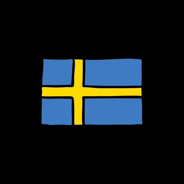 Sveriges Flagga Doodle Ikonen — Stock vektor