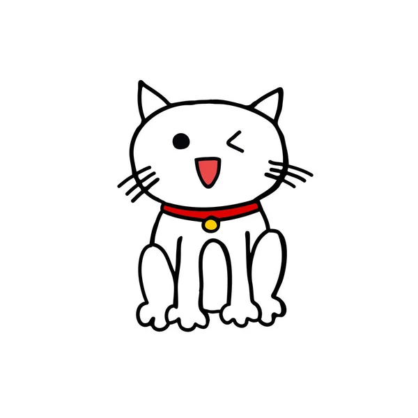 Maneki Neko Doodle Pictogram — Stockvector