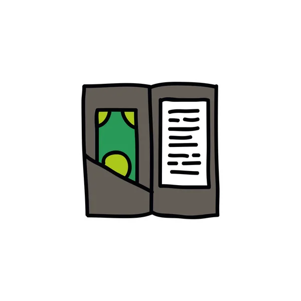 Argent Vérifier Doodle Icône — Image vectorielle