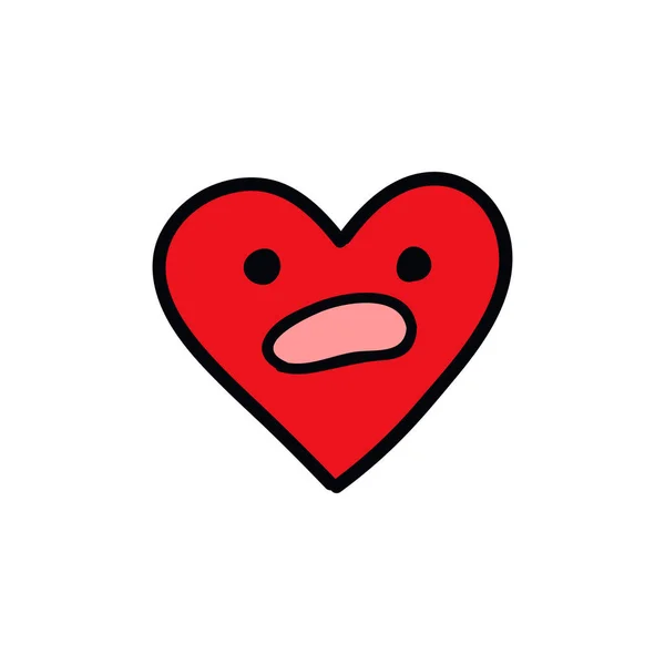 Emotikon Heart Doodle Ikona — Wektor stockowy