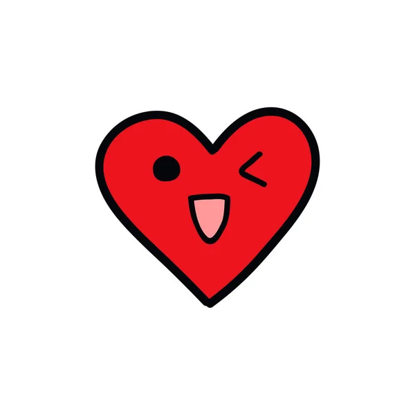 Emotikon Heart Doodle Ikona — Wektor stockowy