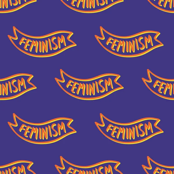 Feminisme Belettering Naadloze Doodle Patroon — Stockvector