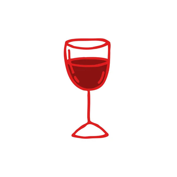 Ποτήρι Κόκκινο Κρασί Doodle Εικονίδιο — Διανυσματικό Αρχείο
