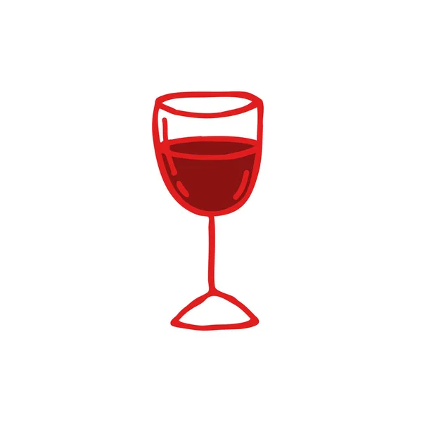 Copa Vino Tinto Garabato Icono — Vector de stock