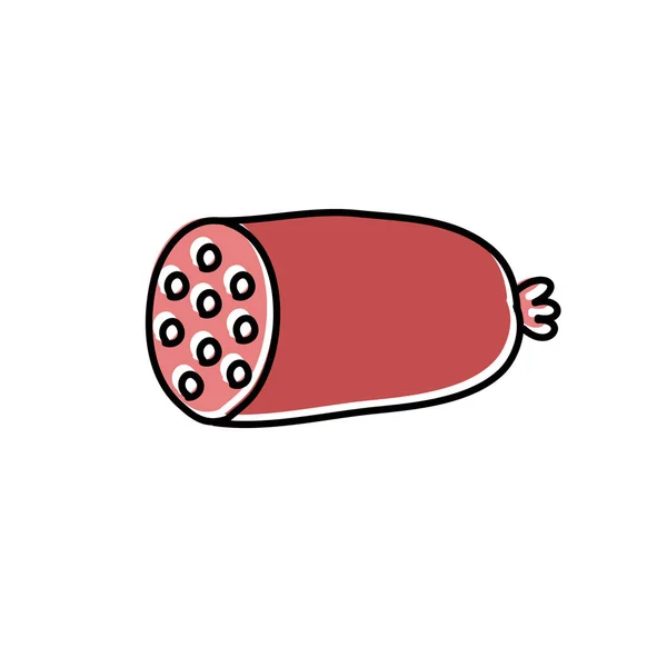 Sausage Doodle Color Icon — Stock Vector