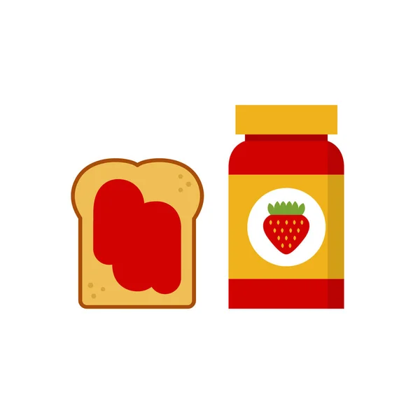 Toast Strawberry Jam Icons — Stock Vector