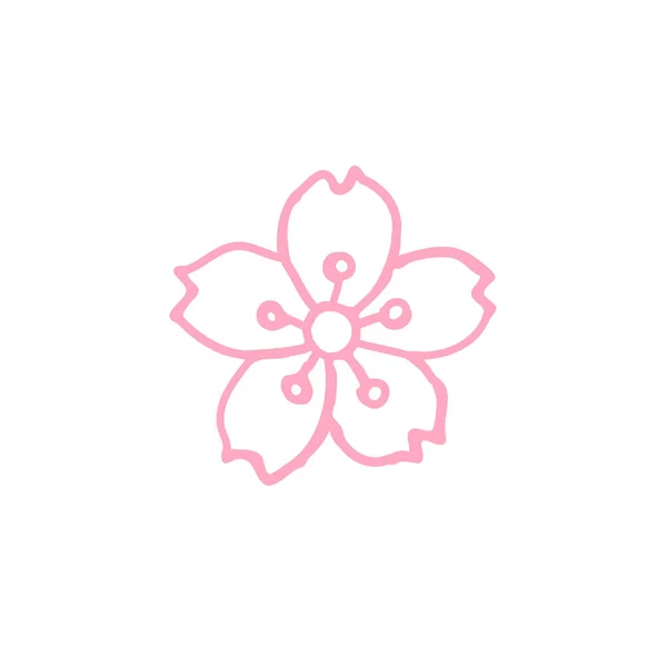 Ícone Doodle Flor Sakura — Vetor de Stock