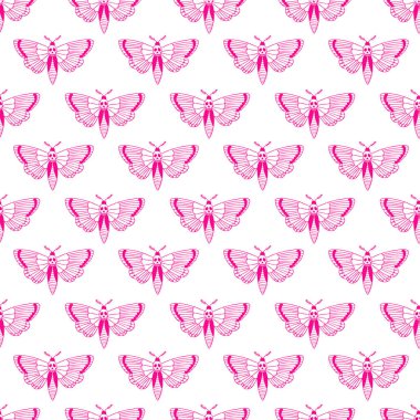 Afrika ölümlerin hawkmoth sorunsuz doodle desen baş