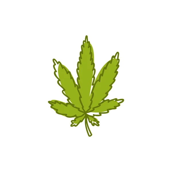 Doodle-ikonen. cannabis, marijuana blad ikonen — Stock vektor