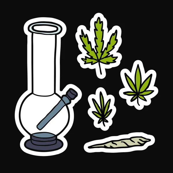 Marihuana instellen doodle pictogrammen — Stockvector