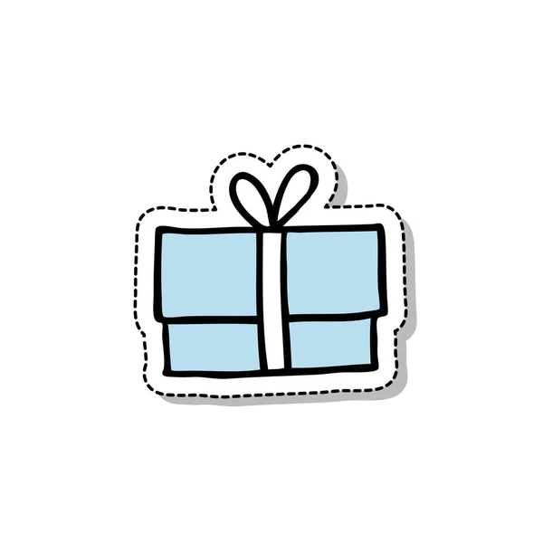 Boîte cadeau icône doodle — Image vectorielle