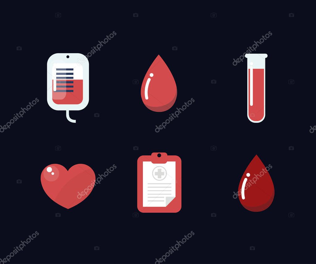 Blood donation set icons