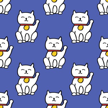 Maneki neko kusursuz karalama deseni