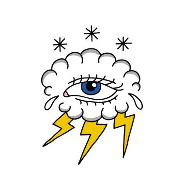 göz illüstrasyon geleneksel dövme flash ile bulut