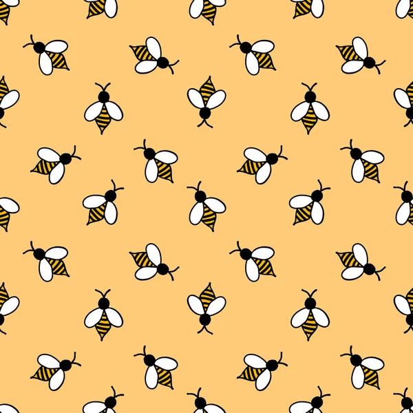 Včelí vzor bezešvé doodle — Stockový vektor