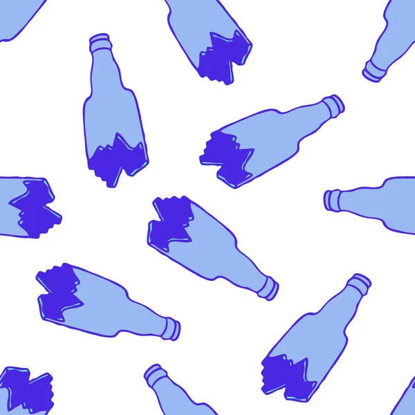 壊れた瓶のシームレスな落書きのパターン — ストックベクタ