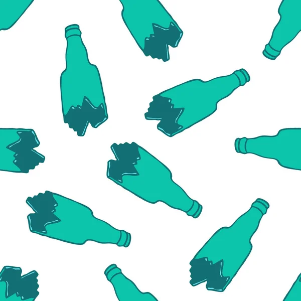 Gebrochene Flasche nahtloses Doodle-Muster — Stockvektor