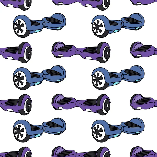 Gyroscooter bez szwu doodle wzór — Wektor stockowy