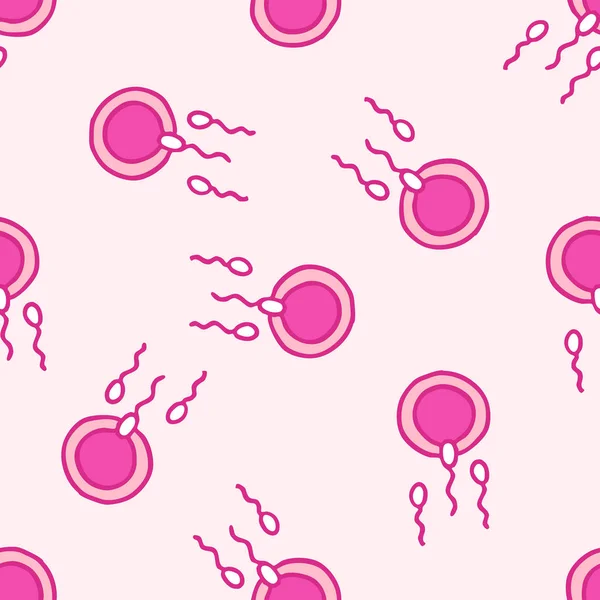 Ωάριο και το σπέρμα απρόσκοπτη doodle μοτίβο — Διανυσματικό Αρχείο