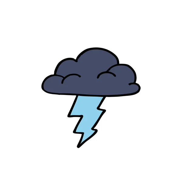 Tempête nuage doodle icône — Image vectorielle