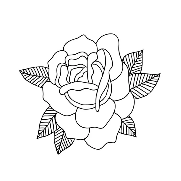 Rosa flor tatuagem tradicional flash — Vetor de Stock