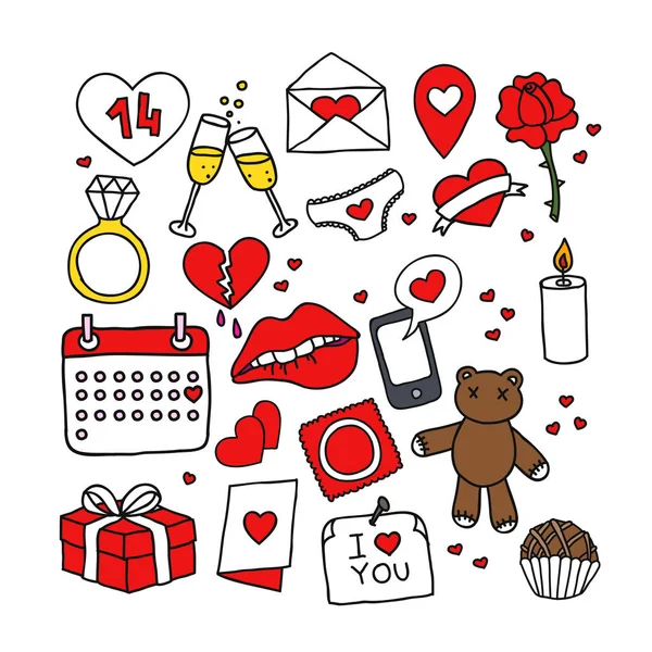 Valentine instellen doodle pictogrammen — Stockvector