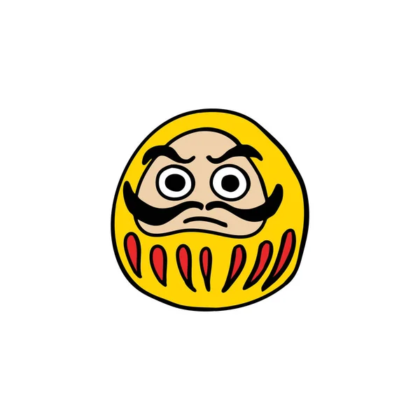 Daruma garabato icono. Japonesa tradicional muñeca — Vector de stock