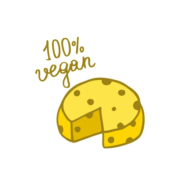 Ícone doodle queijo vegan — Vetor de Stock