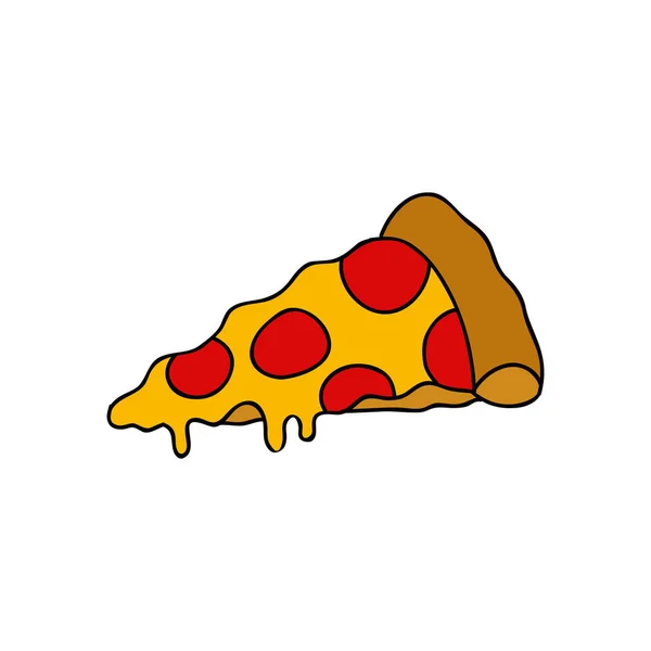 Pizza Doodle Barevná Ikona — Stockový vektor