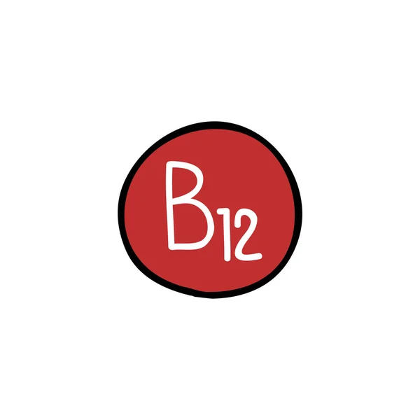 Vitamine B12 Doodle Pictogram — Stockvector