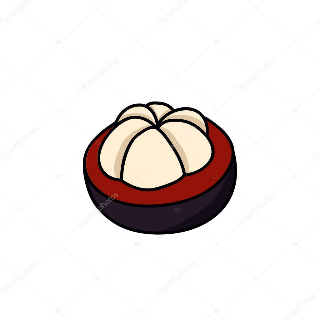 mangosteen doodle color icon