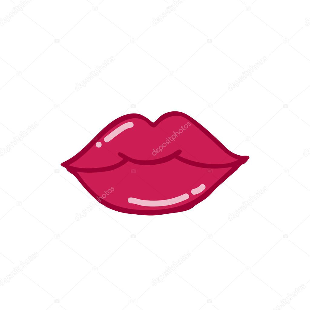 lips doodle color icon