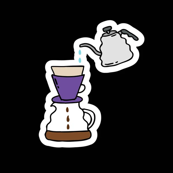 Alternatywne ekspres do kawy, urządzenie do zaparzania kawy doodle ikona — Wektor stockowy
