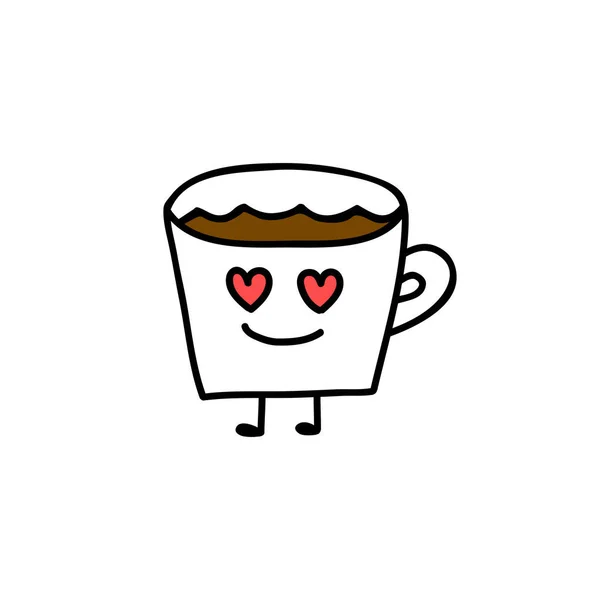 Lindo café taza emojis vector colección con diferentes expresiones — Vector de stock